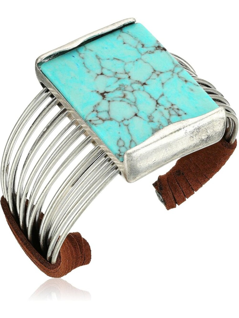 Turquoise Stone Cuff Bracelet for Women - Boho Chic Silver Jewelry Accessory